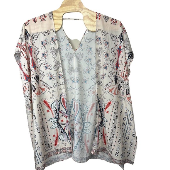 BOSTON PROPER SANTA FE KIMONO PONCHO‎ TUNIC DUSTER TOP BOHO COVER UP M - Picture 1 of 5